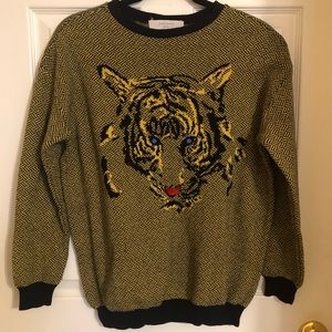 Knit Tiger Face Yellow - Black Sweater